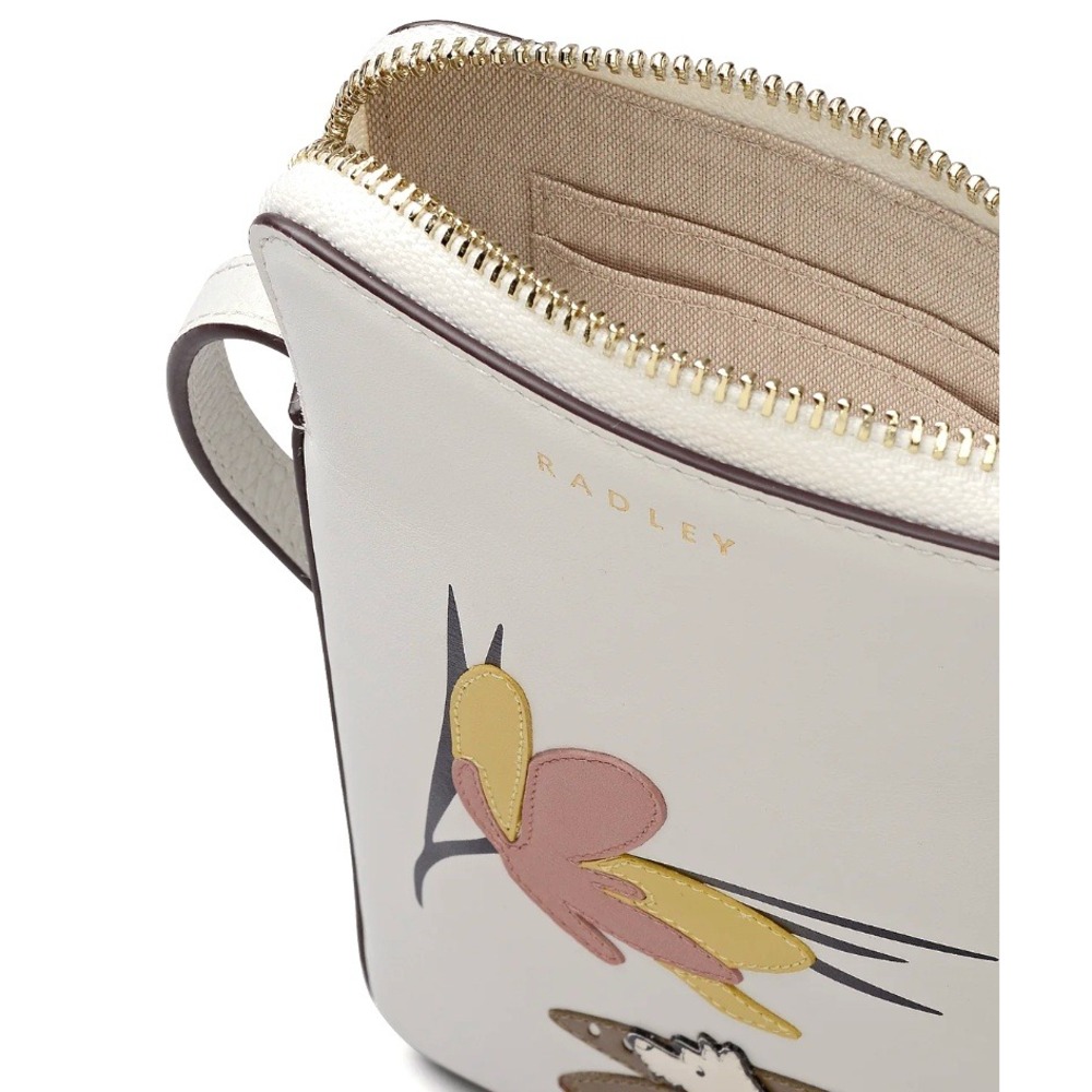 Radley London Spring Daze Leather Phone Crossbody Bag Open White Scottie Dog - Picture 14 of 14